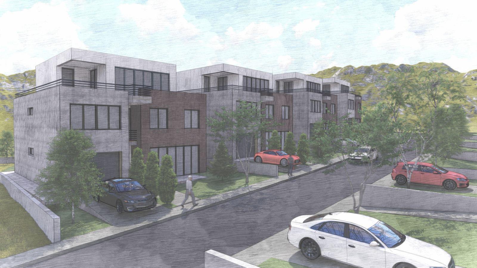 Pamje e rruges dhe shtepive te radhitura